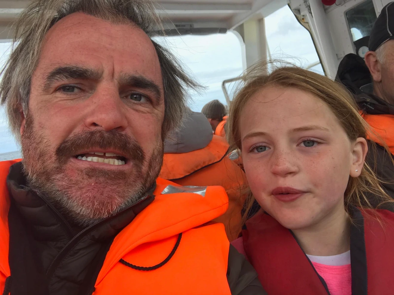 Mike and Bronagh together in lifejackets on a boat