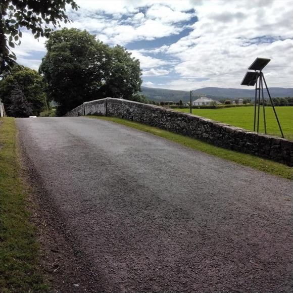 A wide view of the approach to Killardry Bridge with no warning signs of any kind